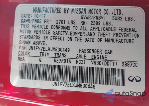 2018 Infiniti Q60 3.0T Red Sport 400 from USA, damaged, VIN JN1FV7ELXJM630449